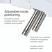 Brondell Swash 1000 Electric Bidet Seat Two metallic nozzles with text describing adjustable nozzle positioning and material properties.