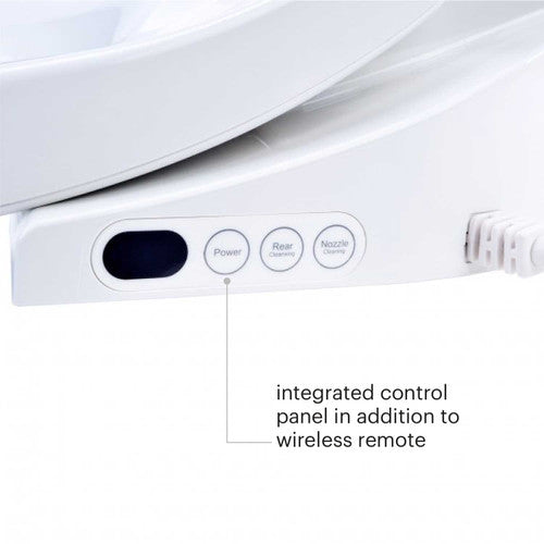 Brondell Swash 1000 Electric Bidet Seat with control panel and power button on a white background