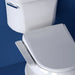 White toilet with a Brondell Swash Thinline T22 electric bidet  seat on a blue background