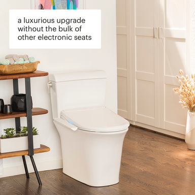 Brondell Swash Thinline T22 electric bidet installed in a bathroom setting